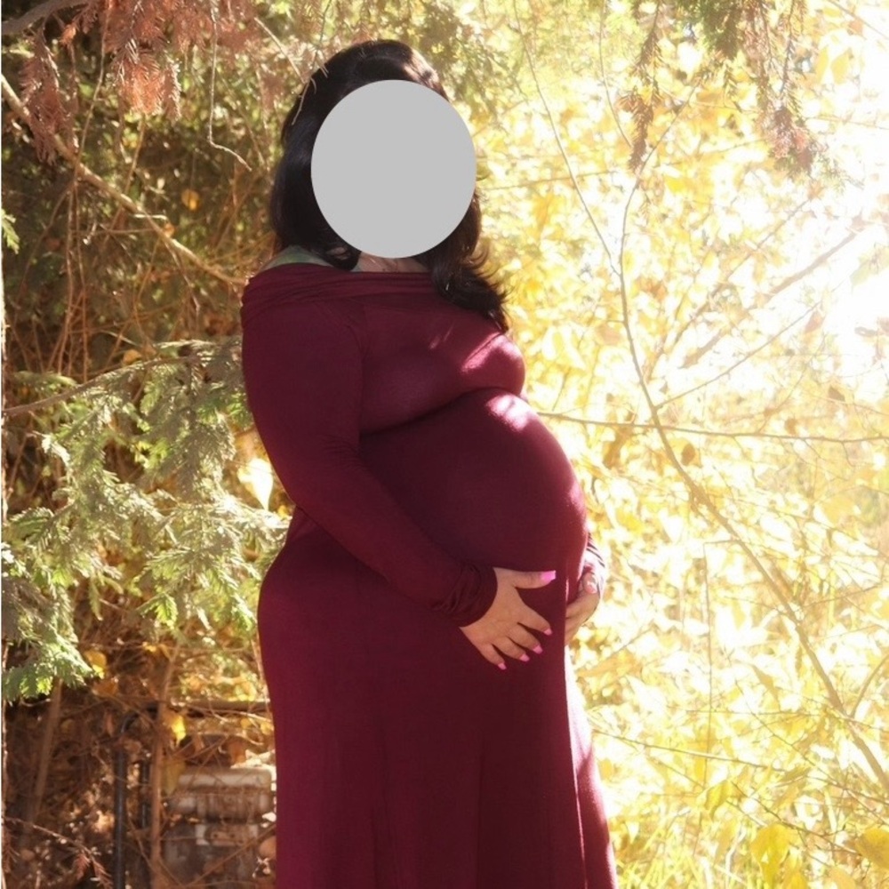 Elegant Burgundy Maternity Gown dresss, super soft L